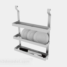 Dreischichtiges Schüsselregal aus Edelstahl, 3D-Modell