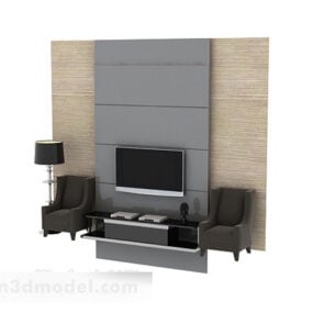 Modelo 3d interior de pared de fondo de televisión simple