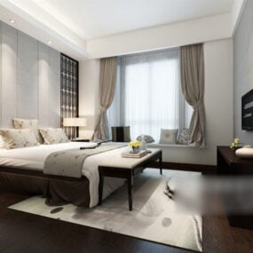 Simple Home Master Bedroom Interior 3d model