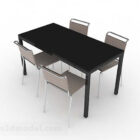 Černý dřevěný jídelní stůl a židle