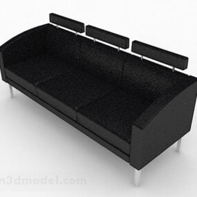 シンプルな黒のマルチシーターソファ3Dモデル