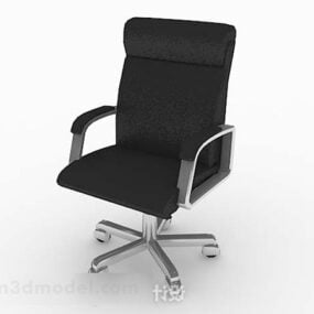 3д модель простого черного офисного кресла на роликах