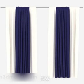 Simple Blue And White Curtains 3d model