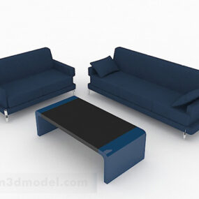 Simple Blue Set Sofa Furniture 3d model