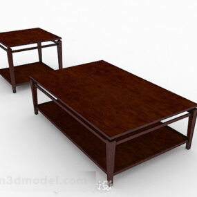 โมเดล 3 มิติการออกแบบโต๊ะกาแฟสีน้ำตาลเรียบง่าย