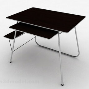 Simple Black Working Desk 3d model