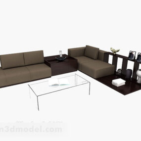 Model 3d Sofa Kombinasi Ruang Tamu Coklat