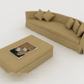 Simple Brown Home Sofa 3d model