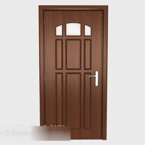 Simple Brown Solid Wood Room Door 3d model
