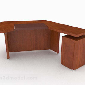 مدل سه بعدی میز تحریر چوبی قهوه ای ساده