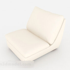 Simple Casual Beige White Single Sofa 3d model