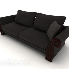 Simple Casual Black Double Sofa 3d model