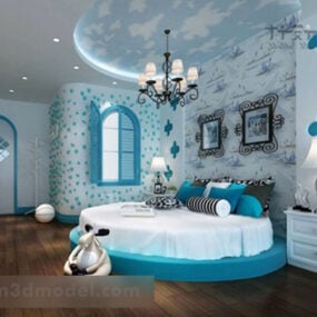 Interior de dormitorio infantil simple modelo 3d