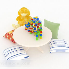 أثاث طاولة القهوة الصغيرة البسيطة للأطفال نموذج ثلاثي الأبعاد