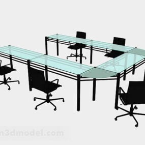 Simple Conference Table Chair Set 3d model