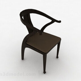 Simple Dark Brown Wooden Home Chair Design 3d model