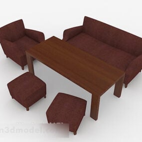 דגם תלת מימד של ספה אדומה כהה פשוטה