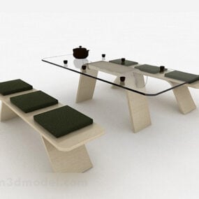 Simple Dining Table And Chair Combination 3d model