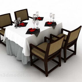 Meja Makan Dan Kursi Sederhana model 3d