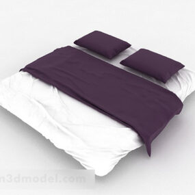 3д модель простой мебели с двуспальной кроватью