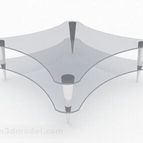 Simple Double Glass Tea Table Furniture 3d model