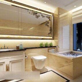 3д модель простой ванной комнаты в европейском стиле