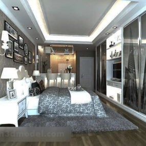 Simple European Style Bedroom Interior 3d model