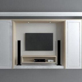 Model 3d Interior Desain Kabinet Tv Eropa Sederhana