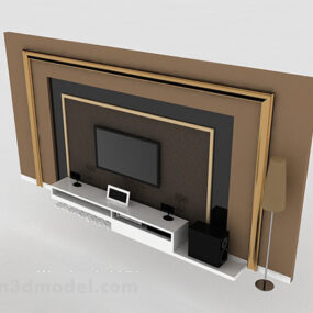 Modelo 3d interior de pared de TV europea de madera simple