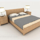 Muebles simples de madera cama doble amarilla