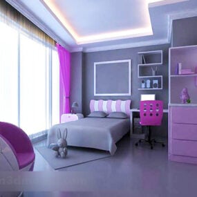 Simple Girl Room Design Interior 3d model