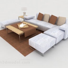 نموذج أريكة منزلية رمادية بسيطة ثلاثية الأبعاد