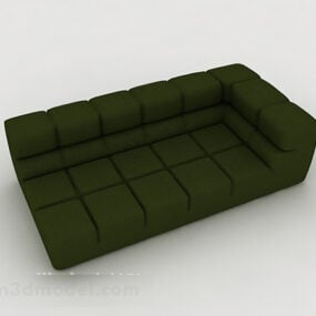 3д модель простого зеленого многоместного дивана