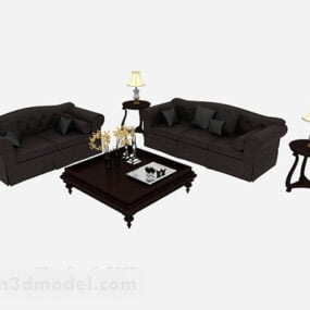 Simple Home Black Combination Sofa 3d model