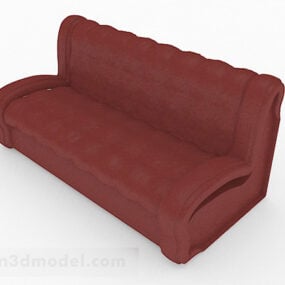 Red Fabric Double Sofa 3d model