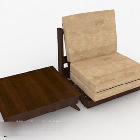 Sofá individual de madeira marrom simples para casa Modelo 3D