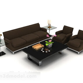 Simple Home Dark Brown Sofa 3d model