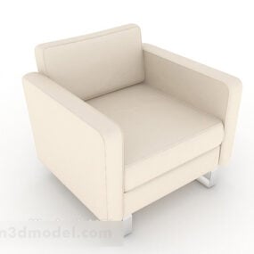Yksinkertainen kodin luonnonvalkoinen yhden sohvan 3d-malli