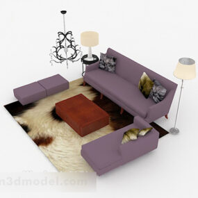 Modello 3d del divano viola per la casa semplice