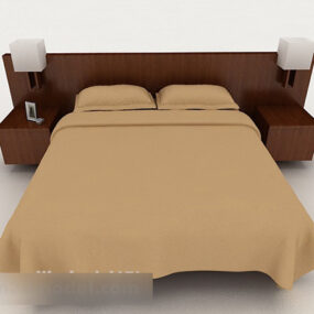 Simple Home Wooden Double Bed 3d model