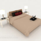 מיטה כפולה בצבע חום בהיר פשוט