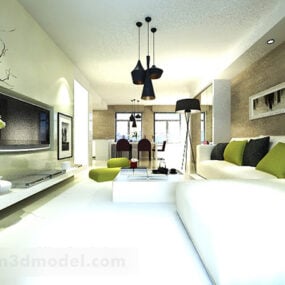 Simpel stue tæppe interiør 3d model