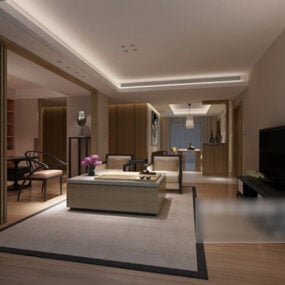 Simple Master Living Room Furniture Interior 3d model
