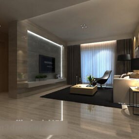 Interior simples da sala de estar V11 modelo 3d