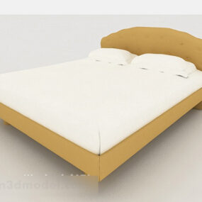 3д модель Простая современная белая двуспальная кровать