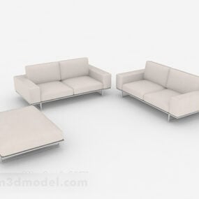 Model 3d Sofa Putih Putih yang ringkas