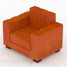Orange Fabric Home Single Sofa V1 3d model