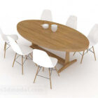 Mesa de comedor ovalada simple y silla
