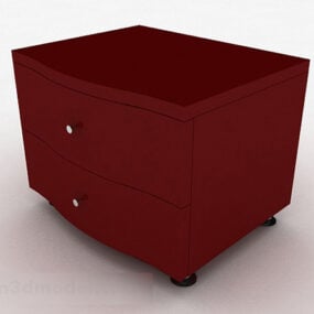Simple Red Bedside Table Design 3d model