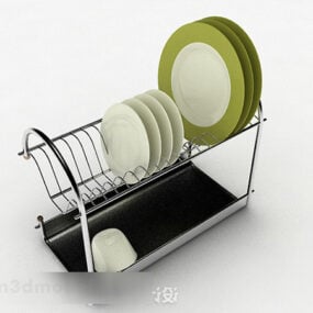Modelo 3d de rack de pratos simples de aço inoxidável
